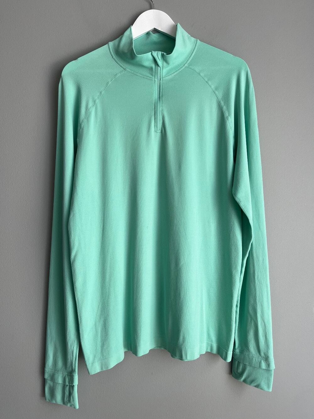 Fabletics Quarter Zip Pullover Women's L Mint Green Long Sleeve Athletic Top